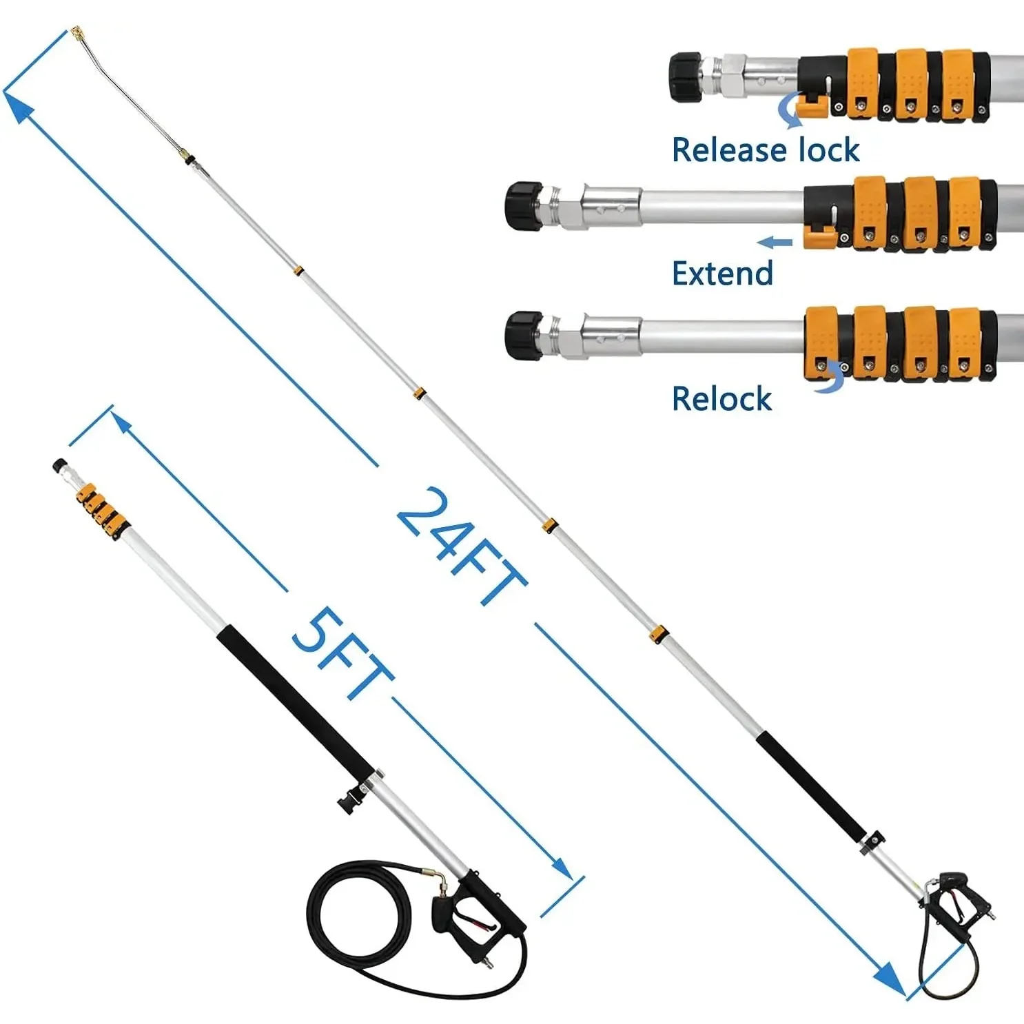 ExtendPro Telescopic Pressure Washer Wand | 24FT High-Reach Cleaning Tool - Image 6