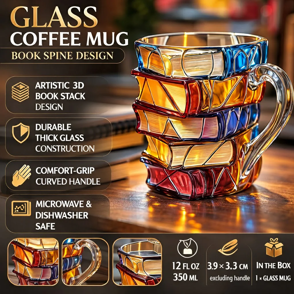 Glass Coffee Mug Book Spine Design - Image 7